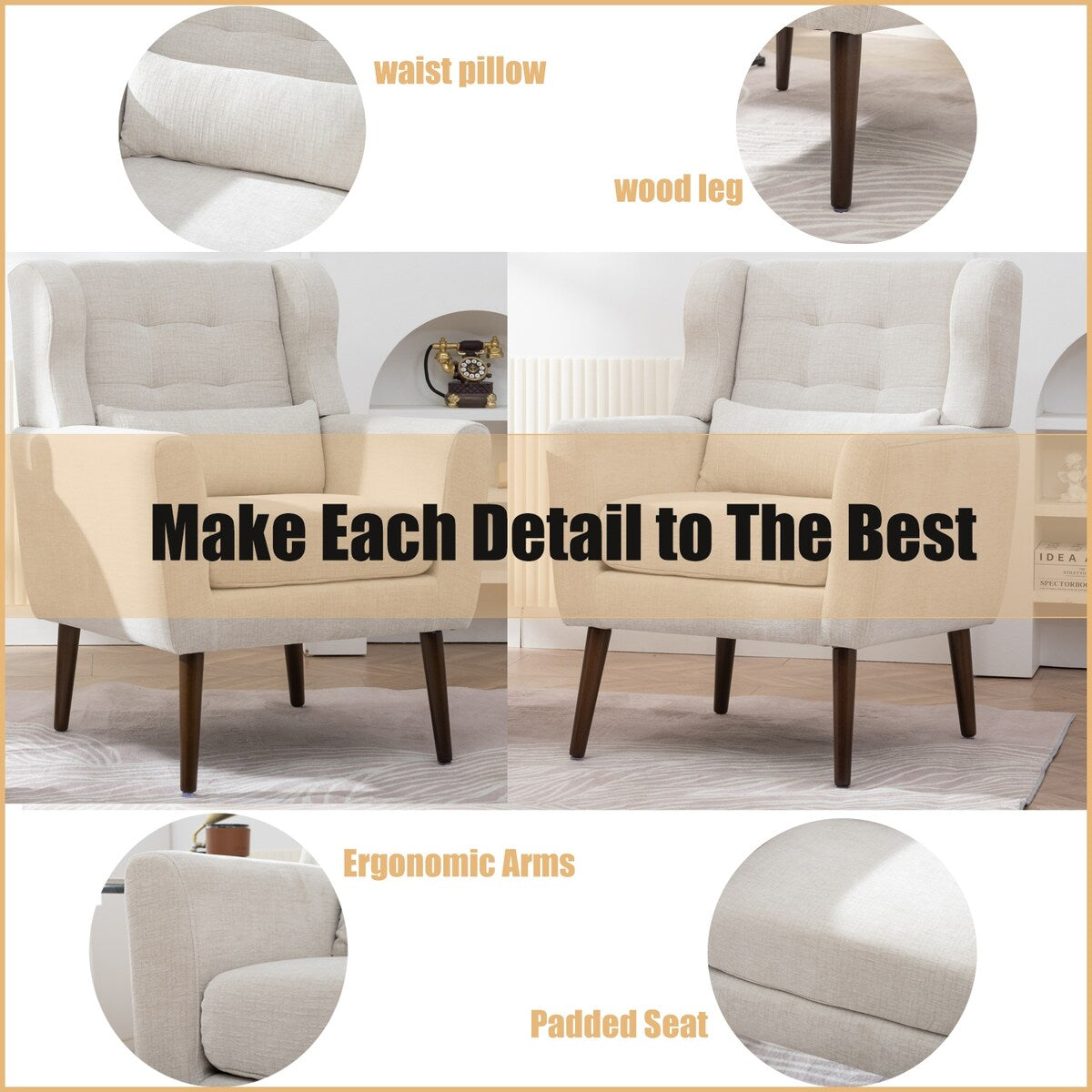 Modern Accent Chair Comfy Reading Chair Lounge Armchair