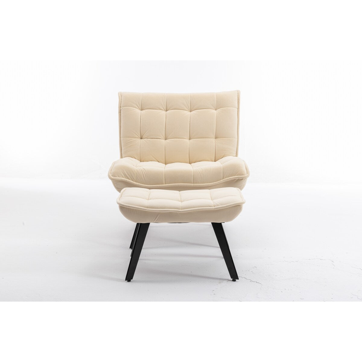 Modern Accent Chair Leisure Chair With Ottoman Black Legs