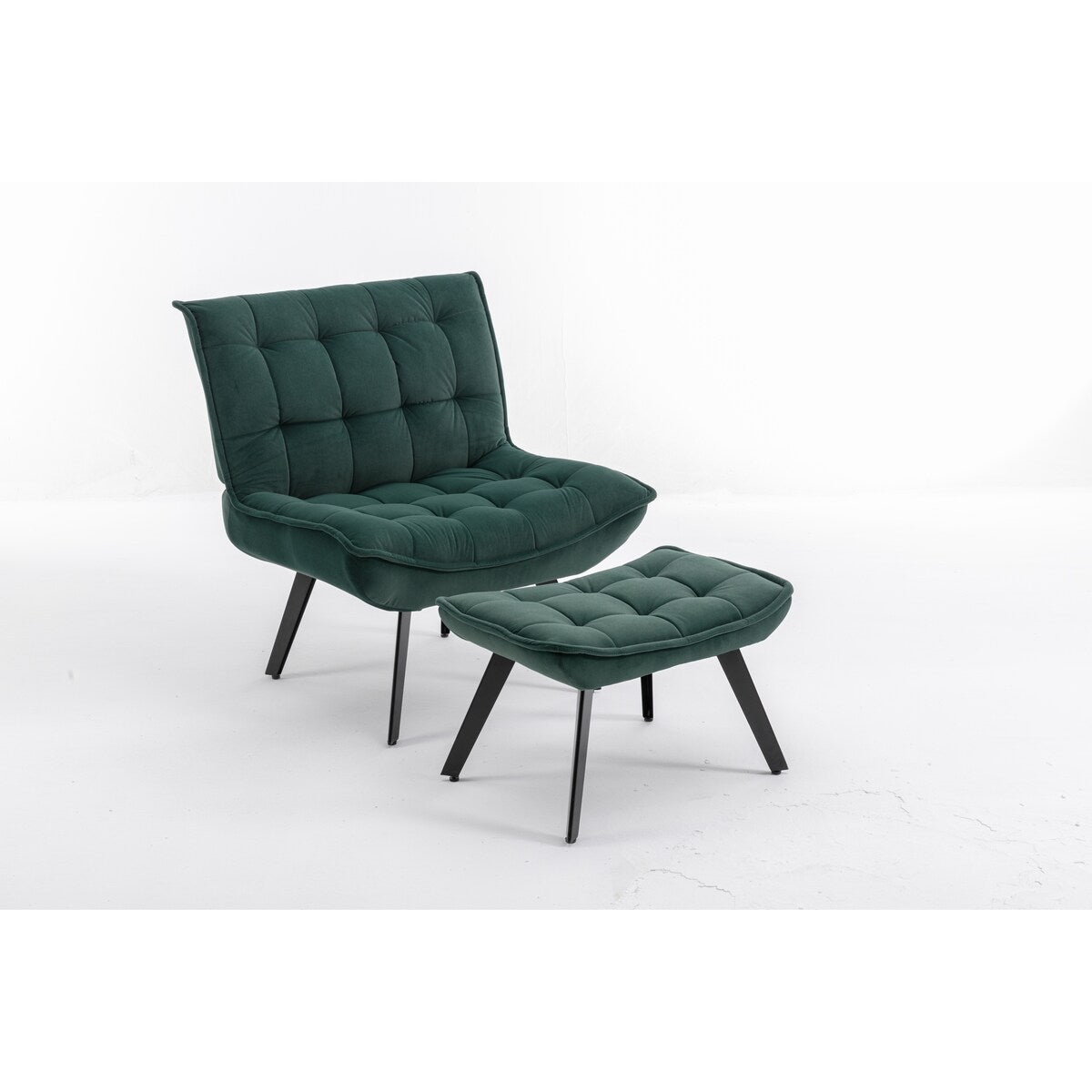 Modern Accent Chair Leisure Chair With Ottoman Black Legs