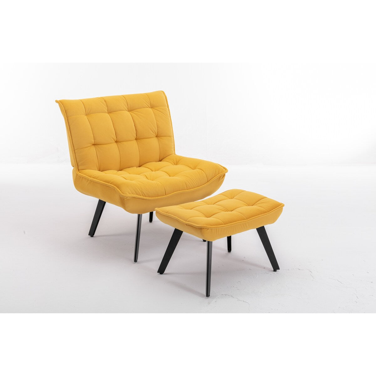 Modern Accent Chair Leisure Chair With Ottoman Black Legs