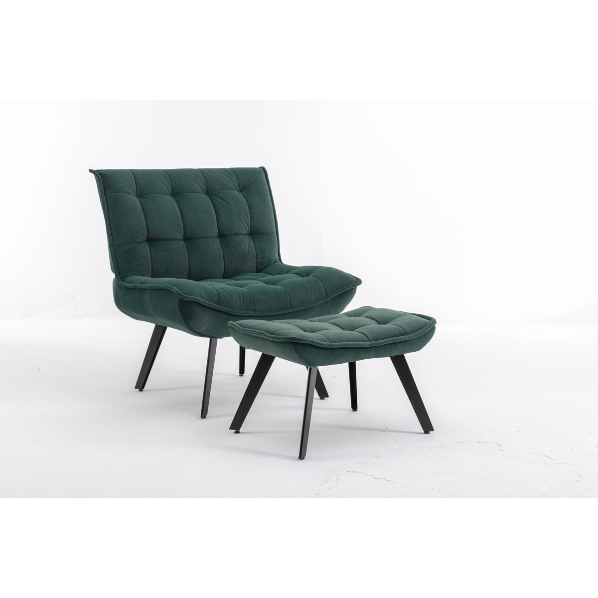 Modern Accent Chair Leisure Chair With Ottoman Black Legs