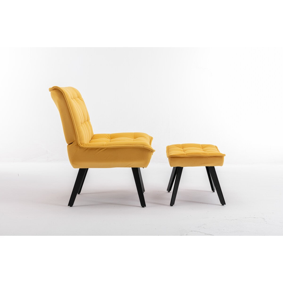 Modern Accent Chair Leisure Chair With Ottoman Black Legs