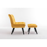 Modern Accent Chair Leisure Chair With Ottoman Black Legs