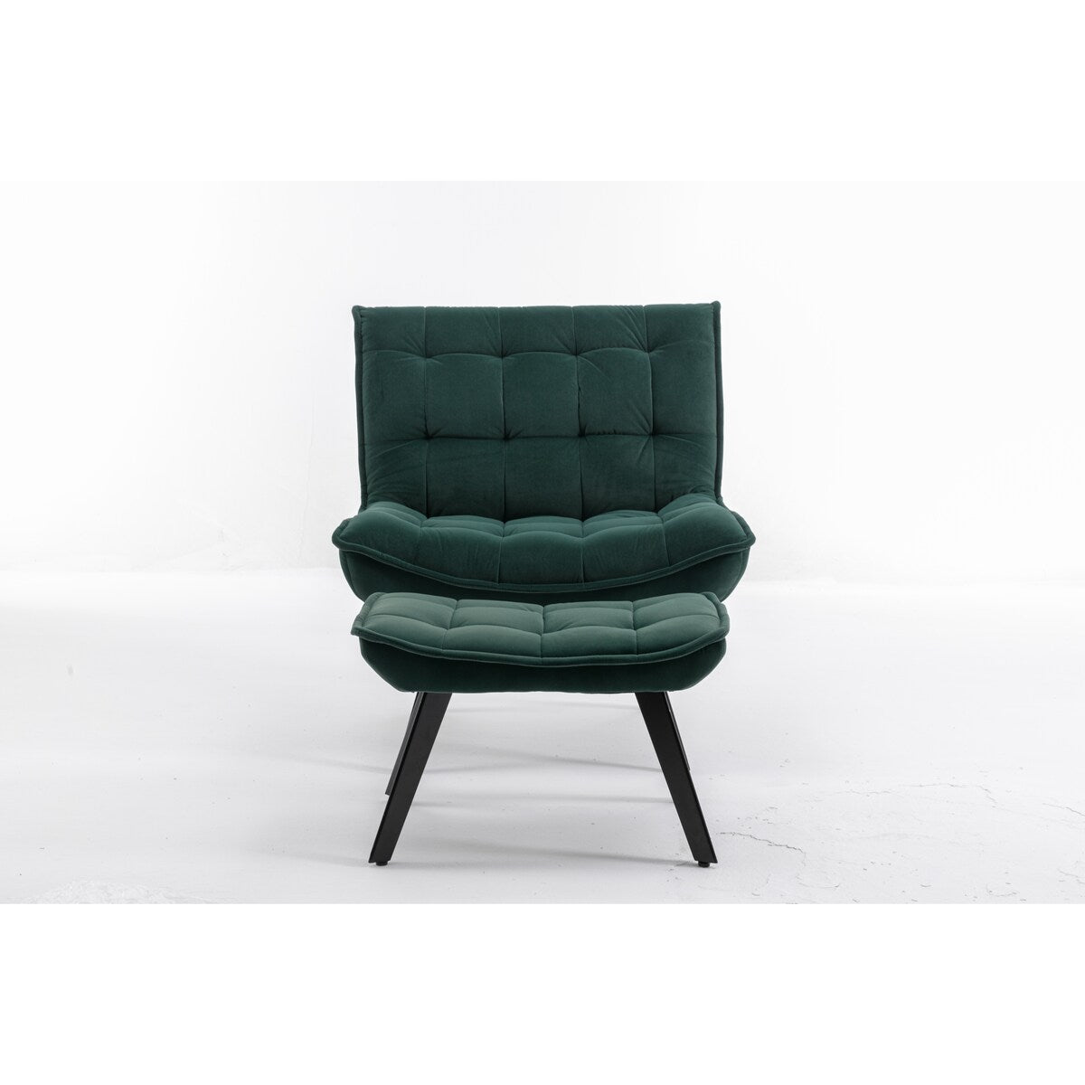 Modern Accent Chair Leisure Chair With Ottoman Black Legs