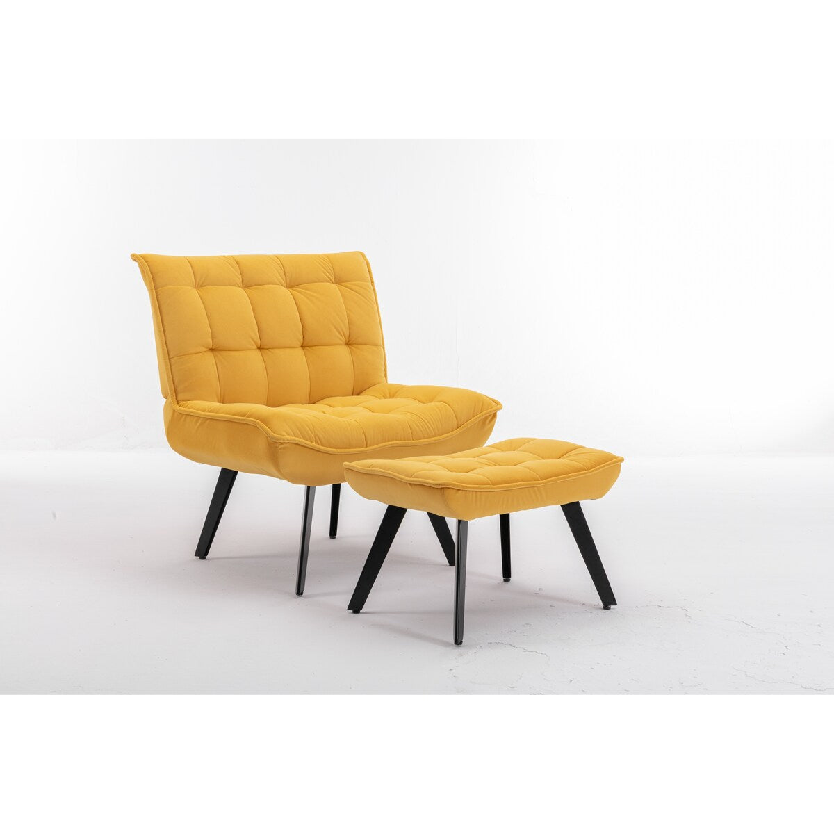 Modern Accent Chair Leisure Chair With Ottoman Black Legs