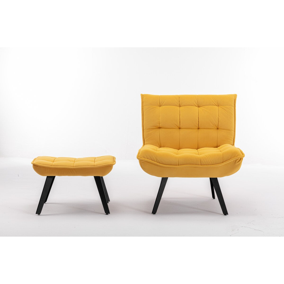 Modern Accent Chair Leisure Chair With Ottoman Black Legs