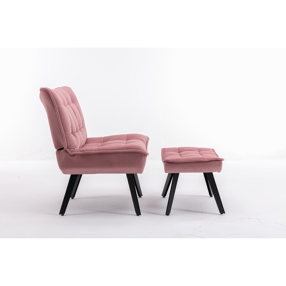 Modern Accent Chair Leisure Chair With Ottoman Black Legs