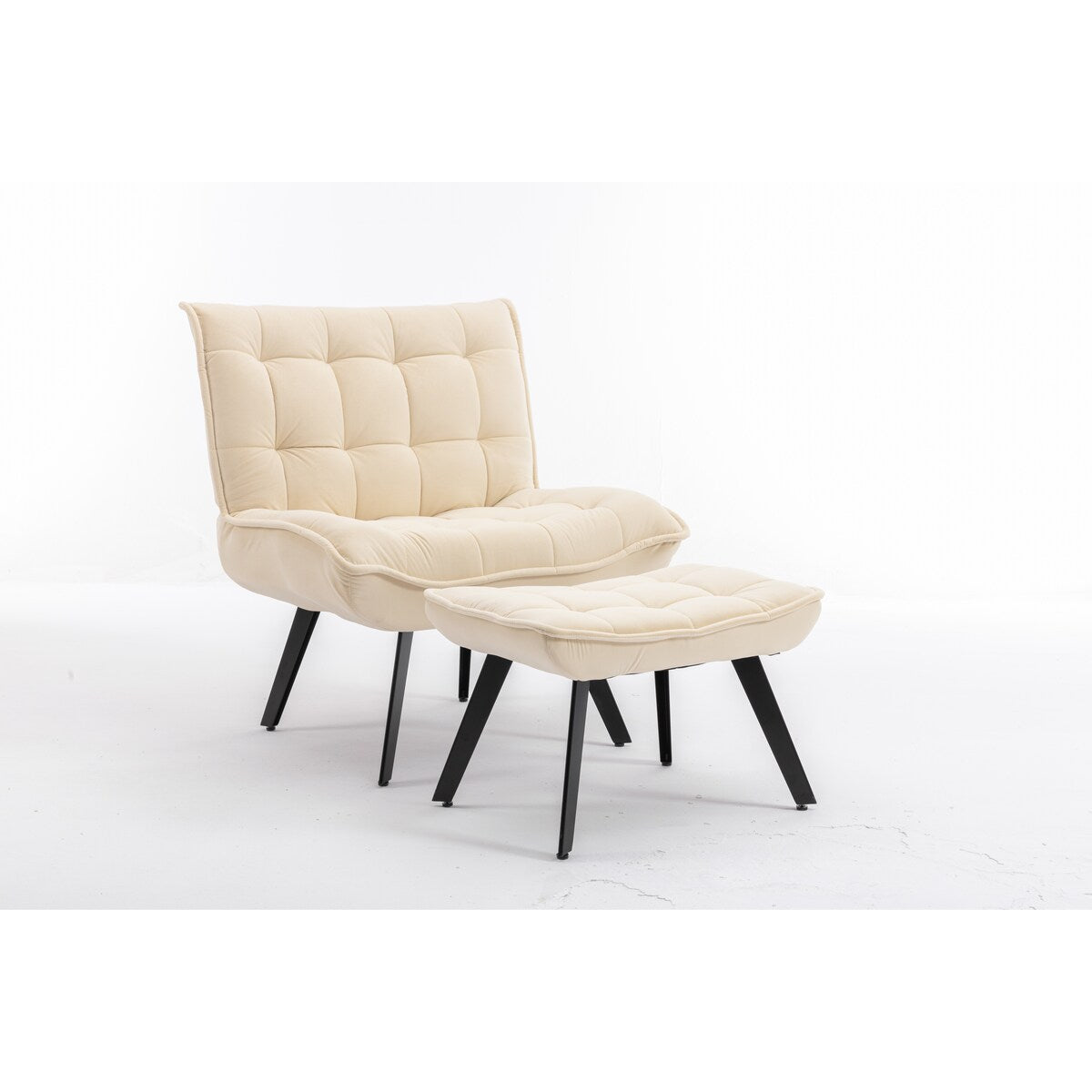 Modern Accent Chair Leisure Chair With Ottoman Black Legs