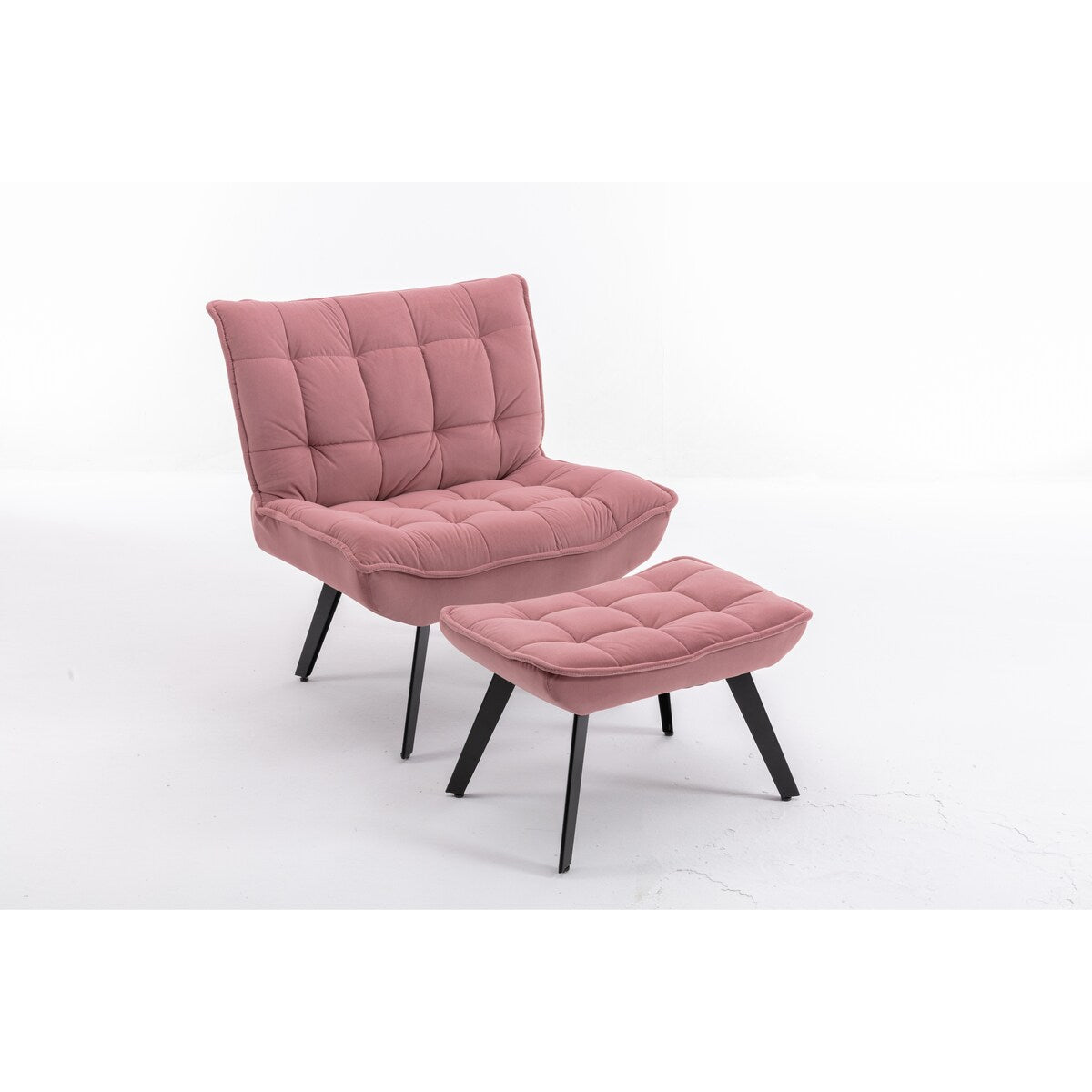 Modern Accent Chair Leisure Chair With Ottoman Black Legs