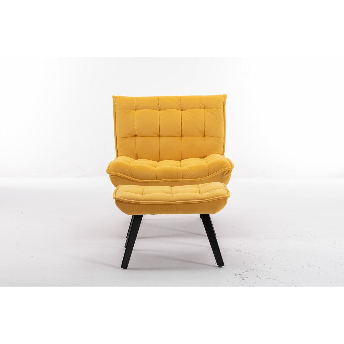 Modern Accent Chair Leisure Chair With Ottoman Black Legs