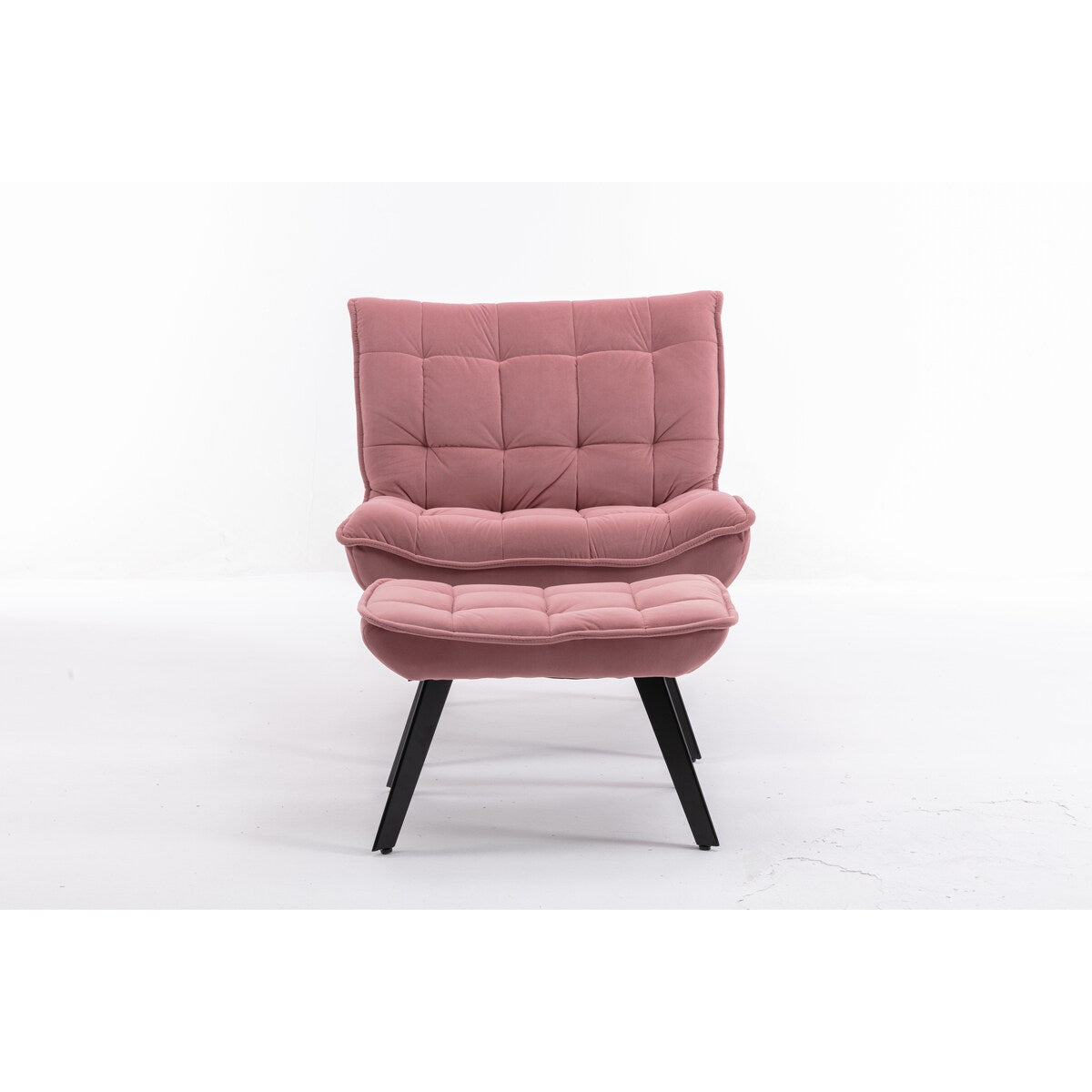 Modern Accent Chair Leisure Chair With Ottoman Black Legs