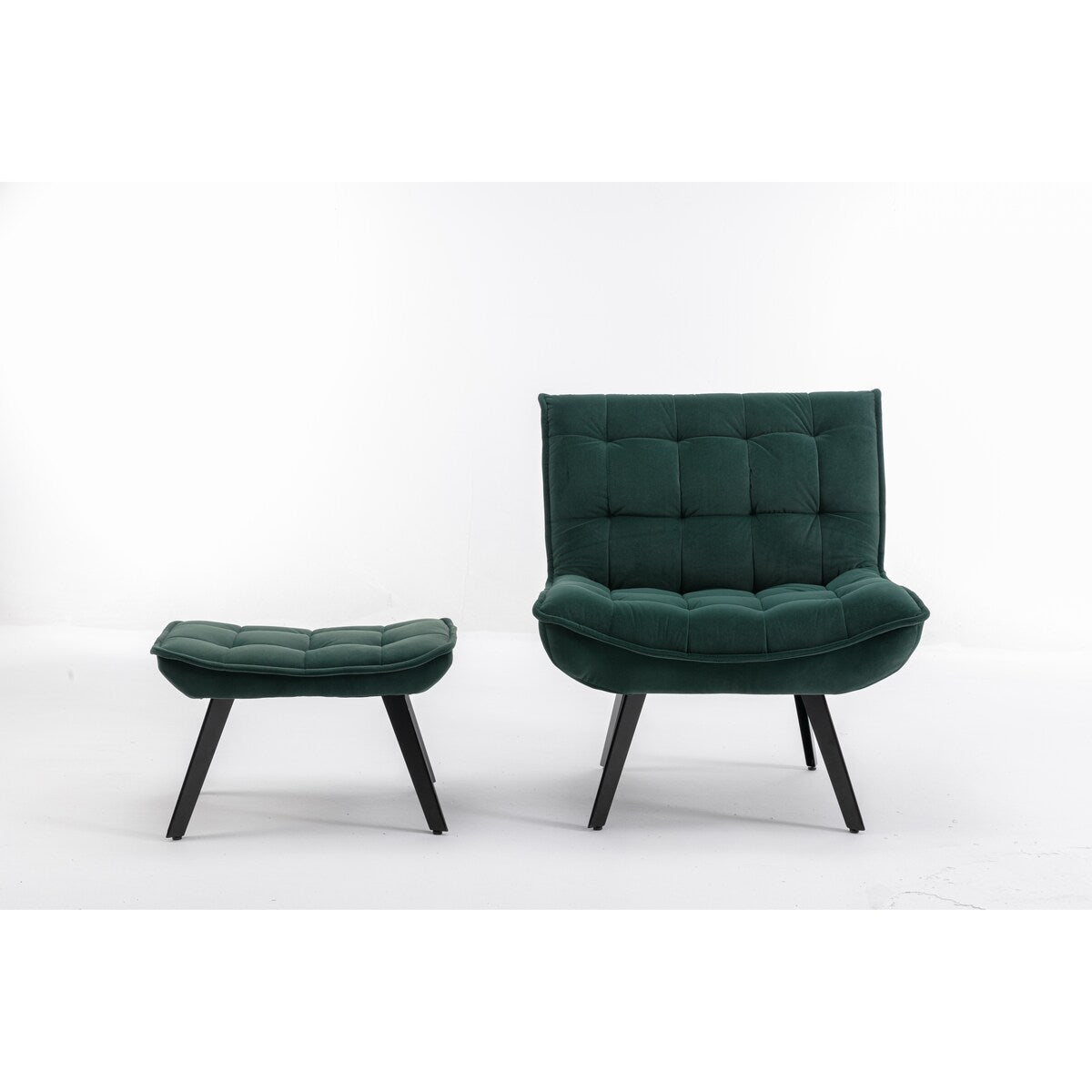 Modern Accent Chair Leisure Chair With Ottoman Black Legs