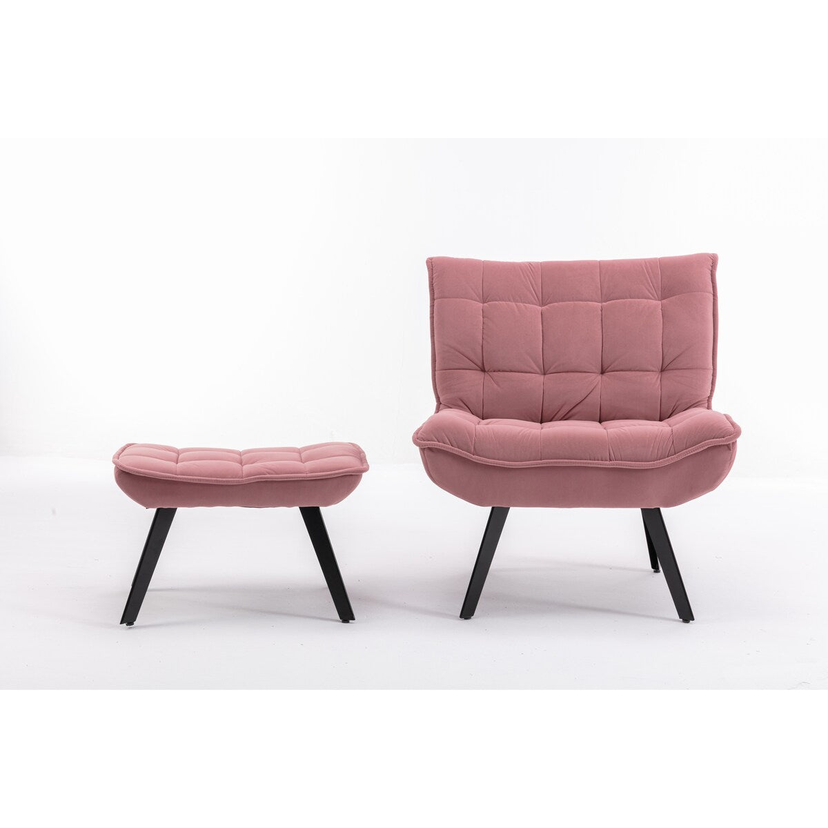 Modern Accent Chair Leisure Chair With Ottoman Black Legs