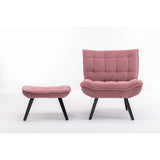 Modern Accent Chair Leisure Chair With Ottoman Black Legs