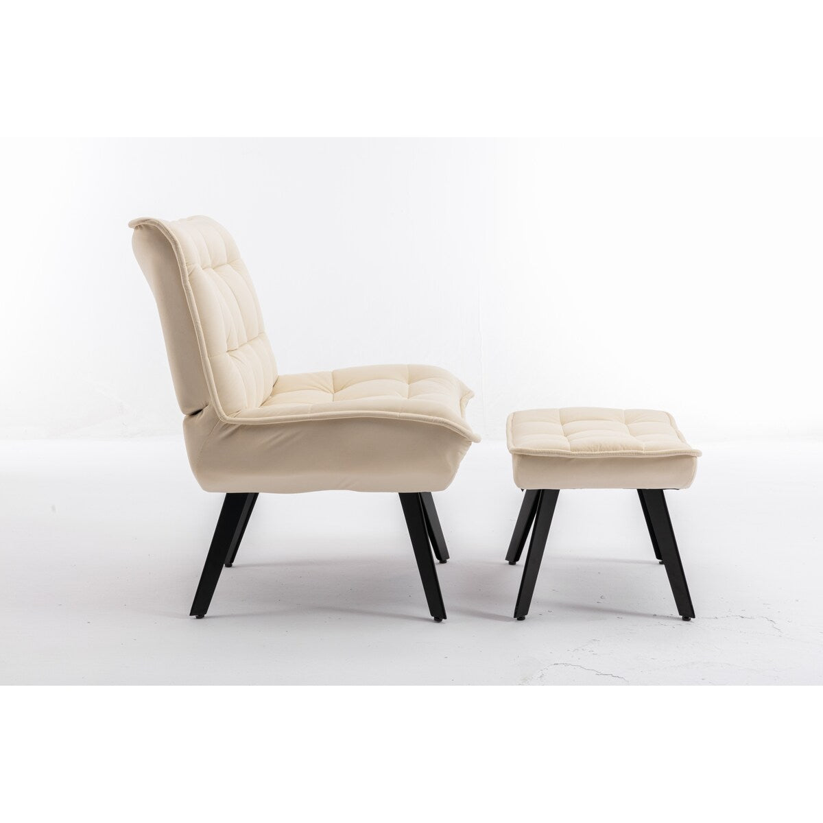 Modern Accent Chair Leisure Chair With Ottoman Black Legs
