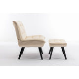 Modern Accent Chair Leisure Chair With Ottoman Black Legs