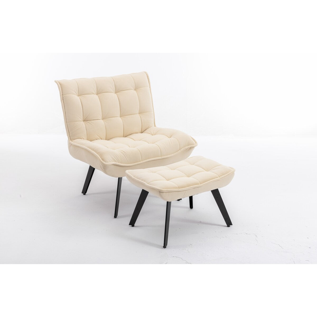 Modern Accent Chair Leisure Chair With Ottoman Black Legs