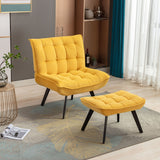 Modern Accent Chair Leisure Chair With Ottoman Black Legs