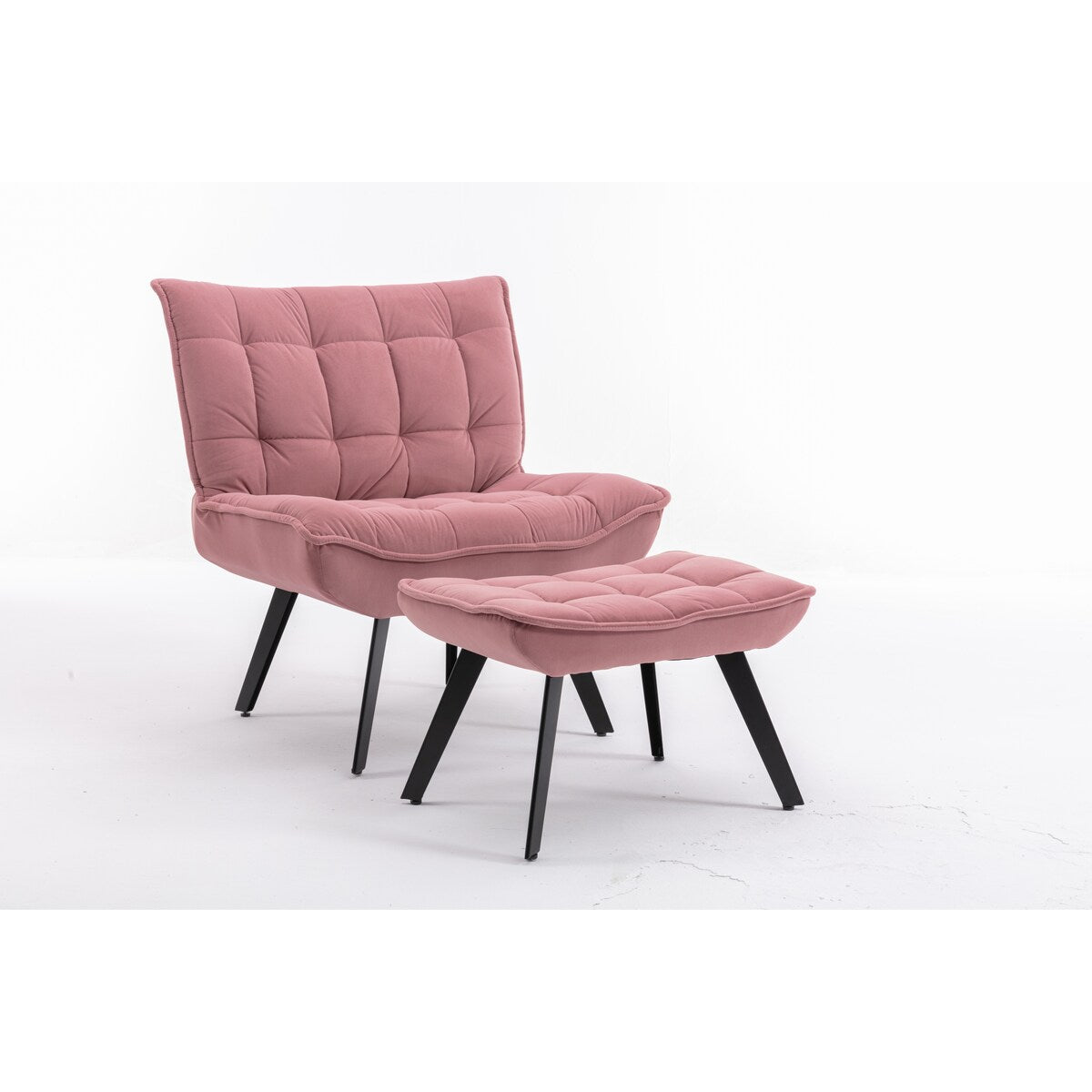 Modern Accent Chair Leisure Chair With Ottoman Black Legs