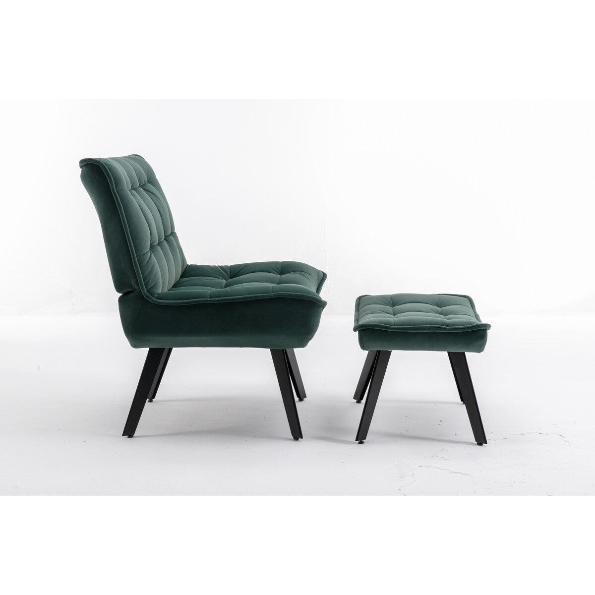 Modern Accent Chair Leisure Chair With Ottoman Black Legs