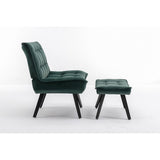 Modern Accent Chair Leisure Chair With Ottoman Black Legs