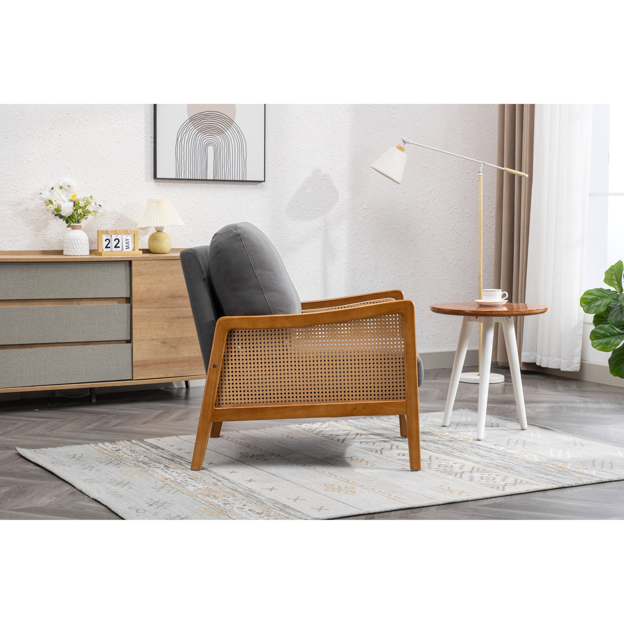 Modern Accent Chair Wood Frame Armchair