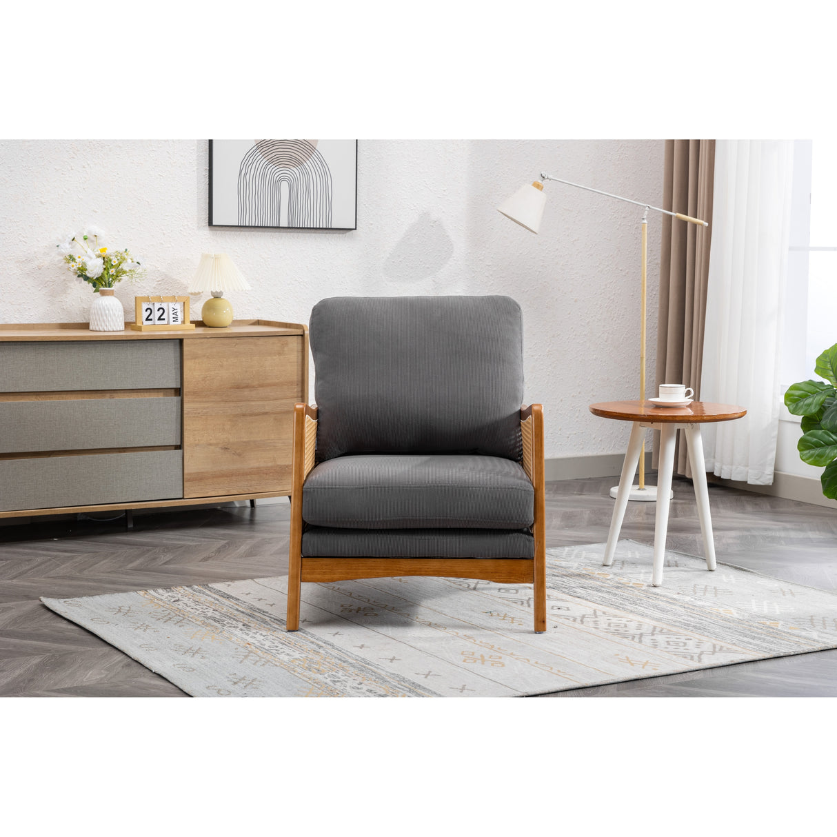 Modern Accent Chair Wood Frame Armchair