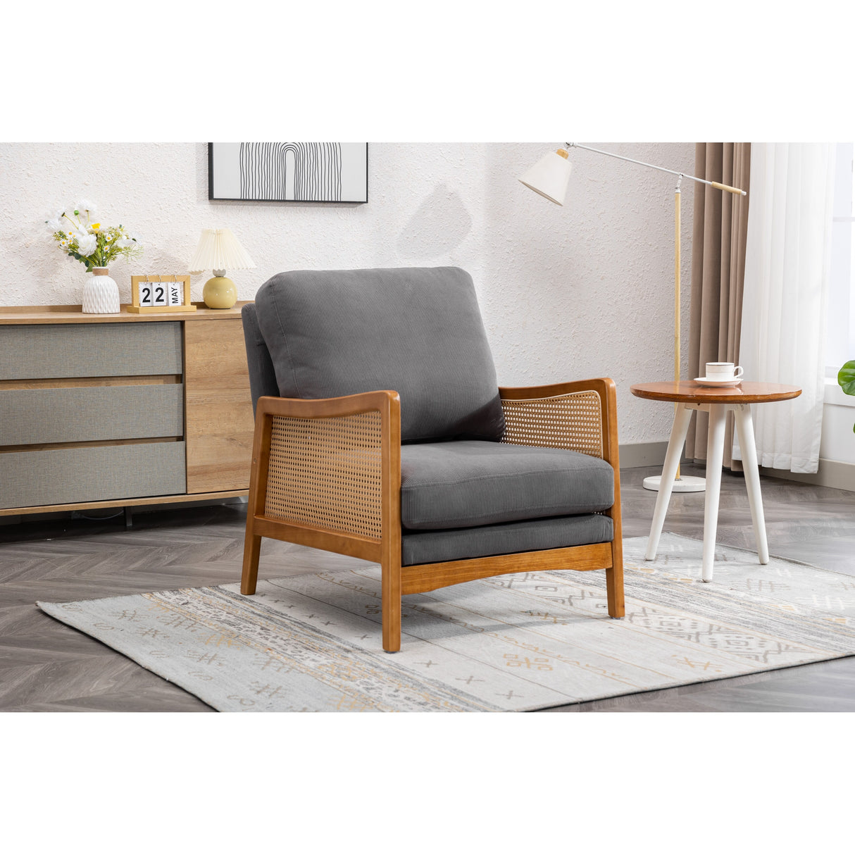 Modern Accent Chair Wood Frame Armchair