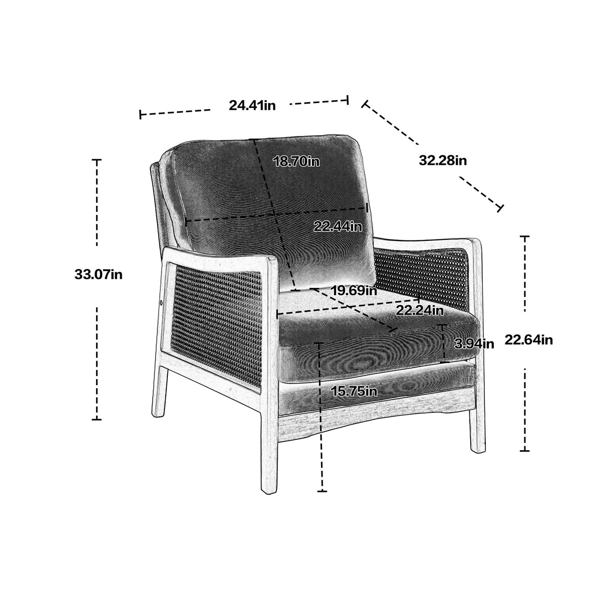 Modern Accent Chair Wood Frame Armchair