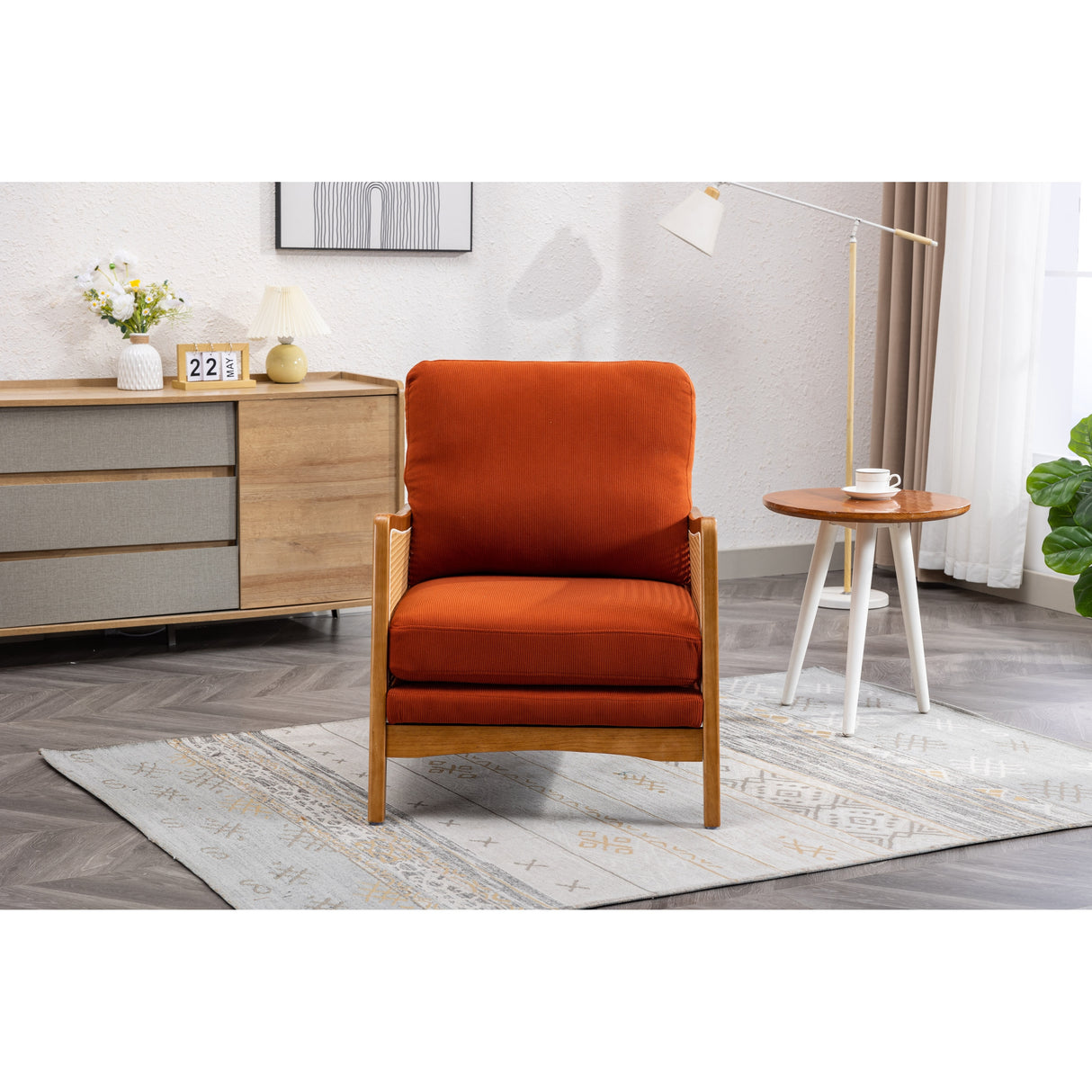 Modern Accent Chair Wood Frame Armchair