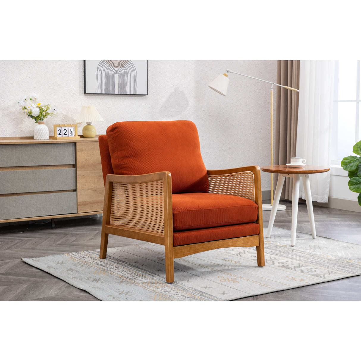 Modern Accent Chair Wood Frame Armchair