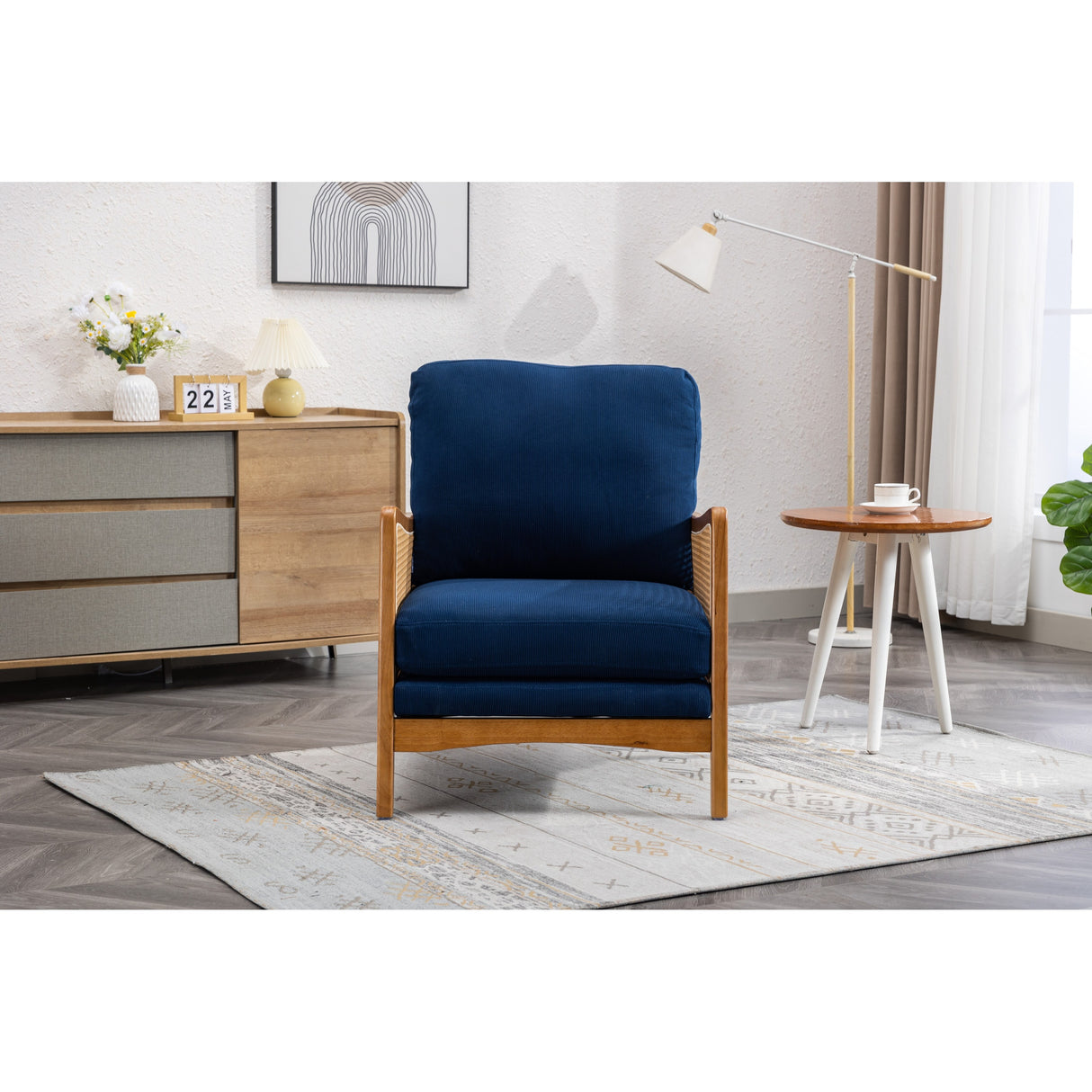 Modern Accent Chair Wood Frame Armchair