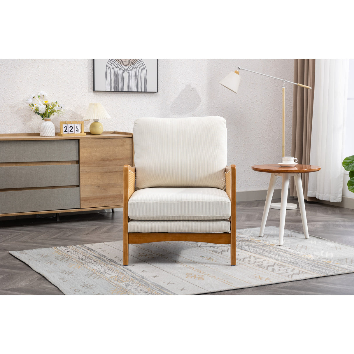 Modern Accent Chair Wood Frame Armchair
