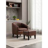 Modern Accent Chair with Ottoman for Livingroom Set, Brown PU