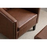 Modern Accent Chair with Ottoman for Livingroom Set, Brown PU
