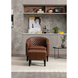 Modern Accent Chair with Ottoman for Livingroom Set, Brown PU