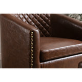 Modern Accent Chair with Ottoman for Livingroom Set, Brown PU
