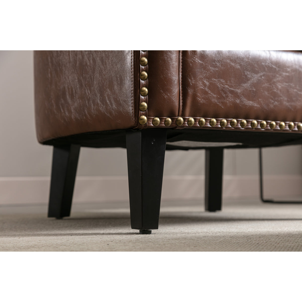Modern Accent Chair with Ottoman for Livingroom Set, Brown PU