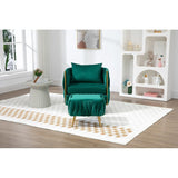 Modern Accent Chair with Storage Ottoman, Velvet Tufted Barrel Arm Chair, Single Sofa, Lounge Reading Chair, Accent Chair