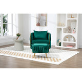 Modern Accent Chair with Storage Ottoman, Velvet Tufted Barrel Arm Chair, Single Sofa, Lounge Reading Chair, Accent Chair