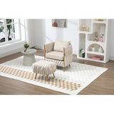 Modern Accent Chair with Storage Ottoman, Velvet Tufted Barrel Arm Chair, Single Sofa, Lounge Reading Chair, Accent Chair
