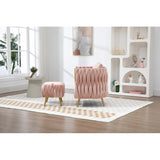 Modern Accent Chair with Storage Ottoman, Velvet Tufted Barrel Arm Chair, Single Sofa, Lounge Reading Chair, Accent Chair