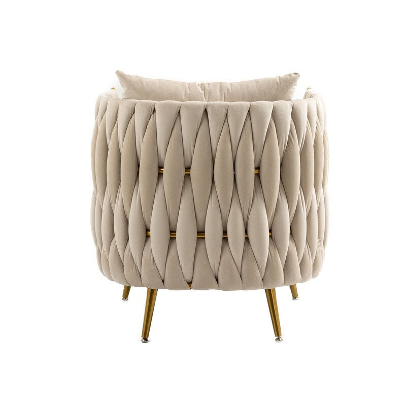 Modern Accent Chair with Storage Ottoman, Velvet Tufted Barrel Arm Chair, Single Sofa, Lounge Reading Chair, Accent Chair