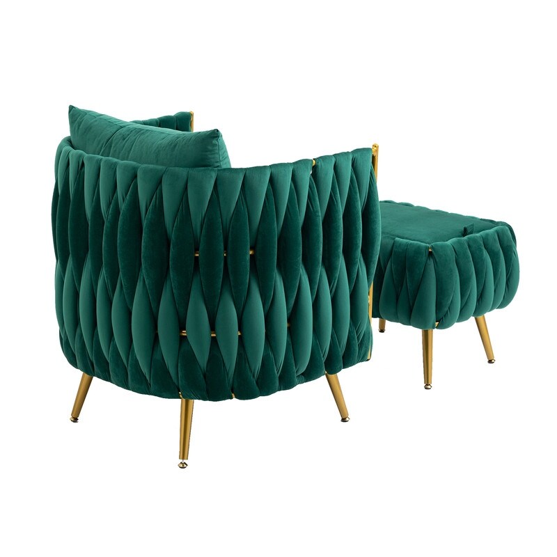 Modern Accent Chair with Storage Ottoman, Velvet Tufted Barrel Arm Chair, Single Sofa, Lounge Reading Chair, Accent Chair