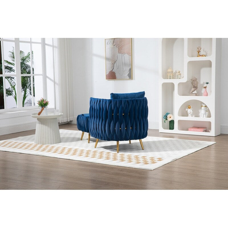 Modern Accent Chair with Storage Ottoman, Velvet Tufted Barrel Arm Chair, Single Sofa, Lounge Reading Chair, Accent Chair