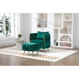 Modern Accent Chair with Storage Ottoman, Velvet Tufted Barrel Arm Chair, Single Sofa, Lounge Reading Chair, Accent Chair