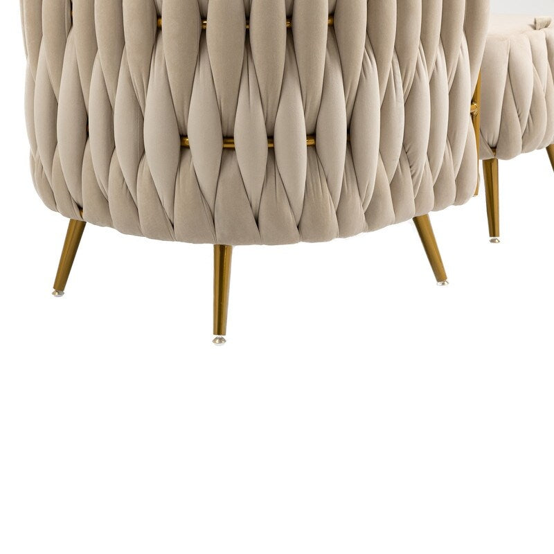 Modern Accent Chair with Storage Ottoman, Velvet Tufted Barrel Arm Chair, Single Sofa, Lounge Reading Chair, Accent Chair