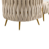 Modern Accent Chair with Storage Ottoman, Velvet Tufted Barrel Arm Chair, Single Sofa, Lounge Reading Chair, Accent Chair