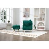 Modern Accent Chair with Storage Ottoman, Velvet Tufted Barrel Arm Chair, Single Sofa, Lounge Reading Chair, Accent Chair