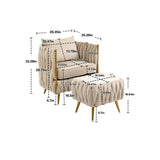 Modern Accent Chair with Storage Ottoman, Velvet Tufted Barrel Arm Chair, Single Sofa, Lounge Reading Chair, Accent Chair